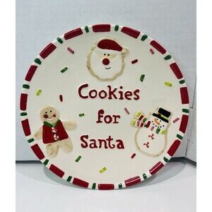 Vintage Ceramic 8” Plate “Cookies For Santa”Adorable New